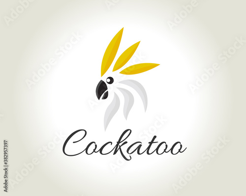 abstract white head cockatoo, parrot logo symbol design illustration