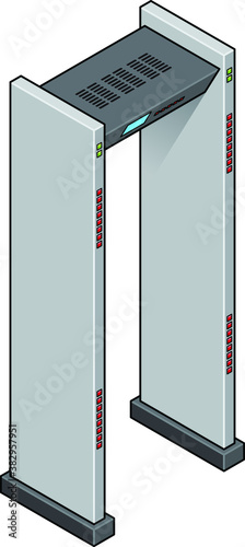 An airport security / metal detector scanner arch.