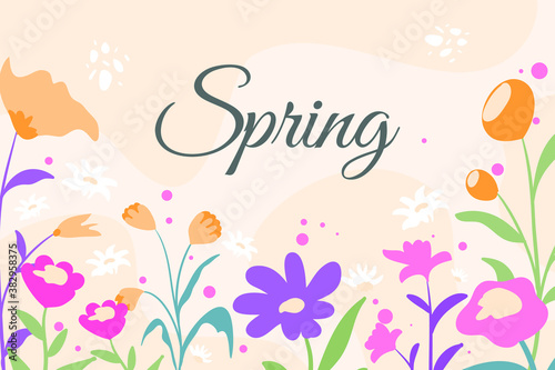 Summer Tropical Floral Background, simple and trendy with flat style
