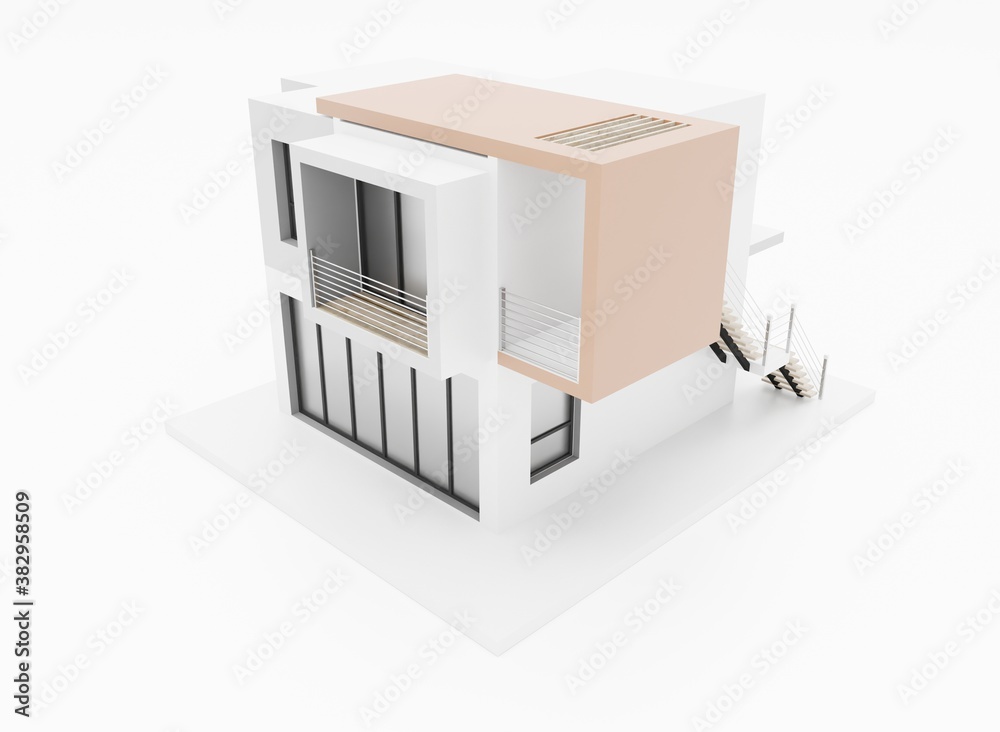 3d render of a modern house project architecture on a white background 3d render of a modern house project architecture on a white background