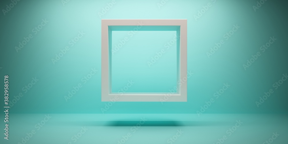 3d rendering green background and white frame 3d rendering green background and white frame