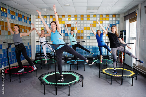 Fitness activities of women in the gym.