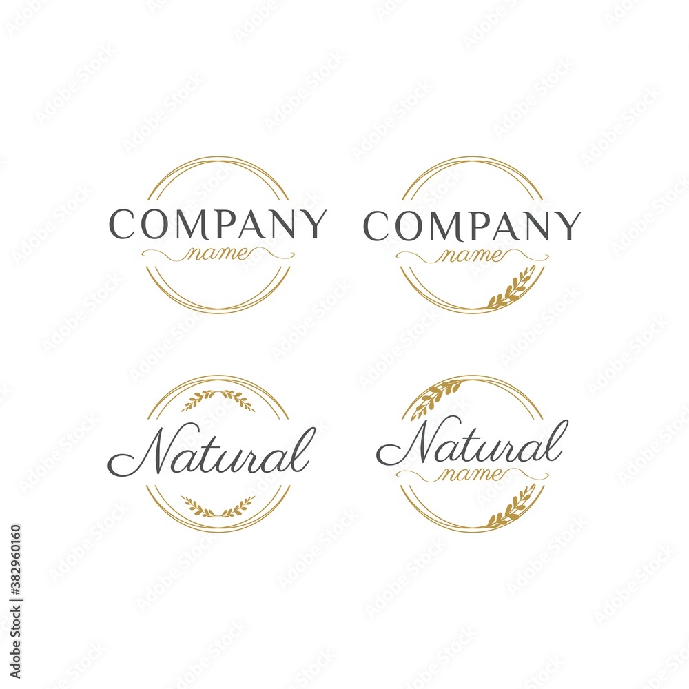 Simple Circle Floral Logo Set Templates Beauty natural concept logo Simple Circle Floral Logo Set Templates Beauty natural concept logo