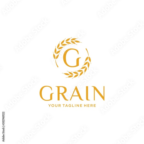 Letter G  Luxury Gold For  Wheat grain / rice logo inspiration