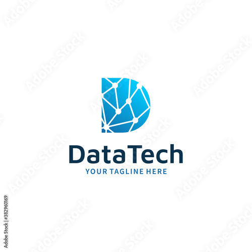 Letter D Data Tech Gradient  Logo Design