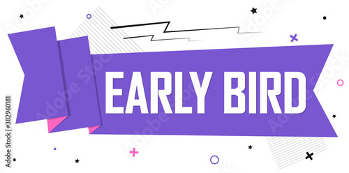 Early Bird, Sale banner design template, discount tag, promotion app icon, vector illustration