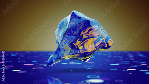Blue yellow liquid shape ab...