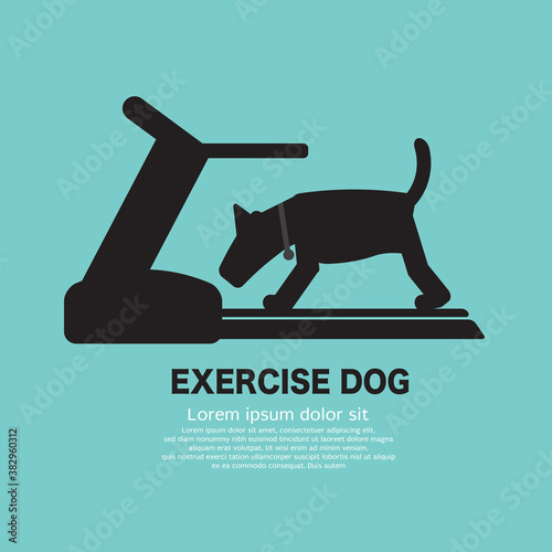 Dog Exercising on a Treadmill Icon Black Symbol Vector Illustration.