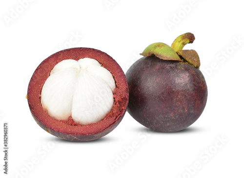 Mangosteen and slice mangosteen isoolated on white background