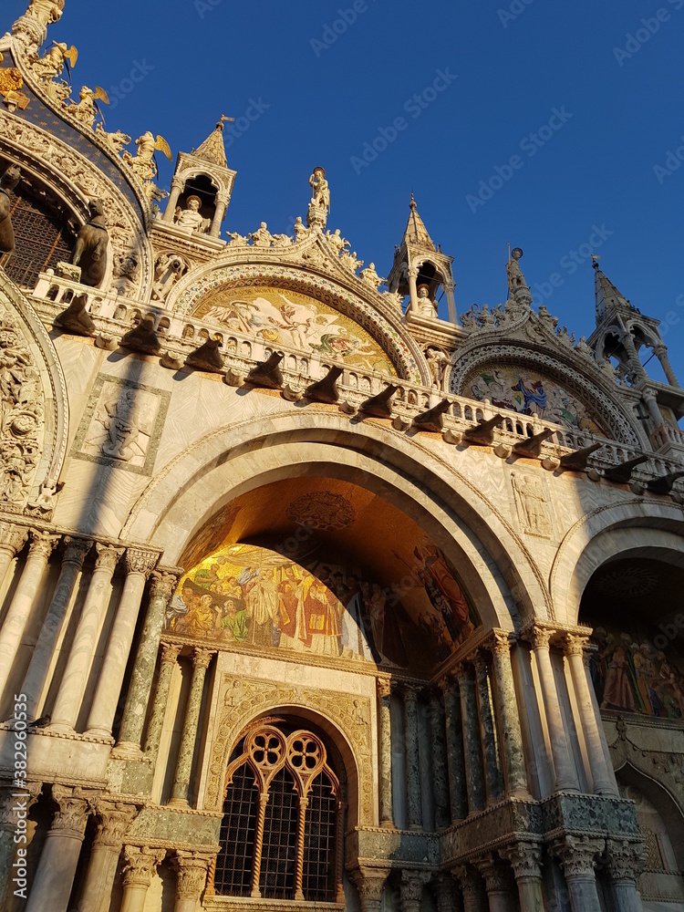 Exterior of St Mark's Basilica. Piazza di San Marco in Venice, Italy. Venice architecture.