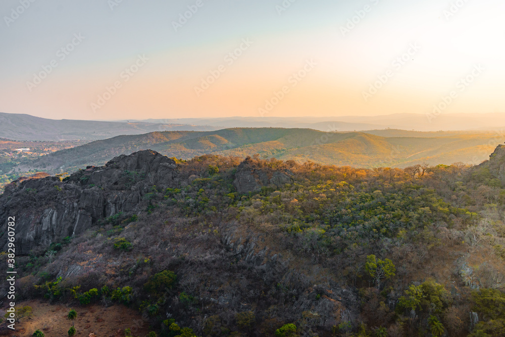 Vista panorâmica da Serra do Cipó, minas gerais ao entardecer