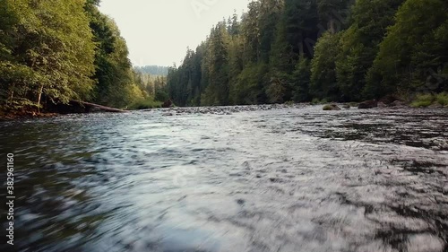 Drone Across Water River Clackamas Forest Oregon Wildfire 