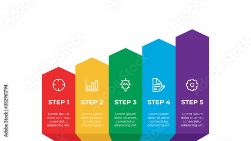 infographic element vector with five options, can be used for step, workflow, diagram, banner, process, business presentation template, timeline.