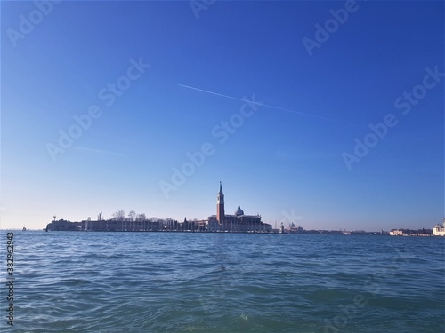 Venice skyline over the river. Venice cityscape. Venice architecture.