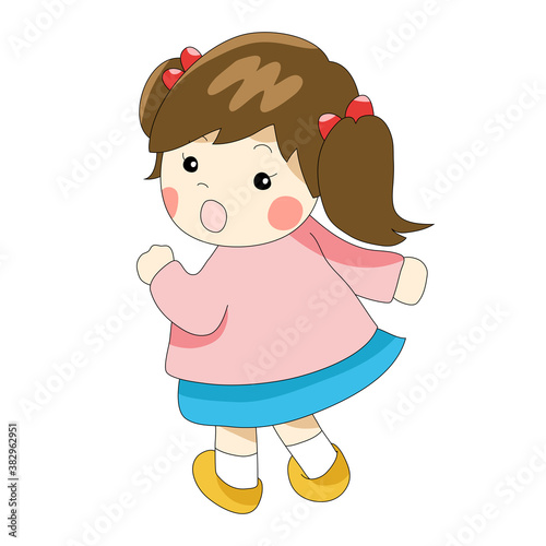 制服を着て振り向く女の子の園児