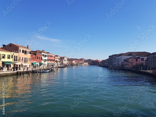 View of Murano (Venice) from a bridge over the river. Murano (Venice) architecture.