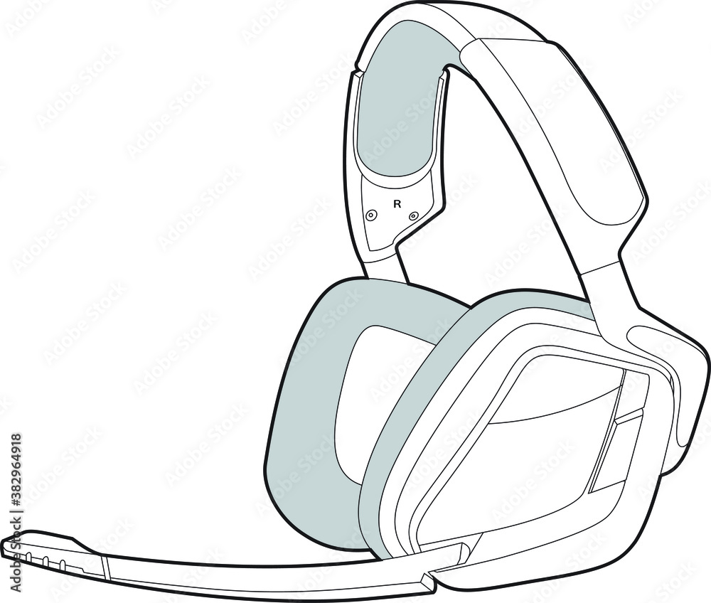Professional Gaming Headset Vector / Line Drawing. Icon, Logo, Design,  Element Stock Vector | Adobe Stock