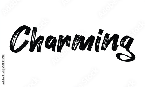 Charming Typography Hand drawn Brush Black text lettering words and phrase isolated on the White background