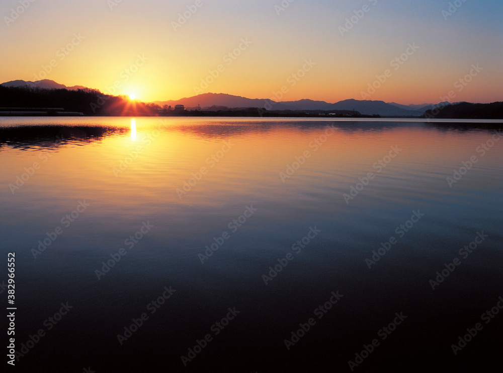 sunset view of lake