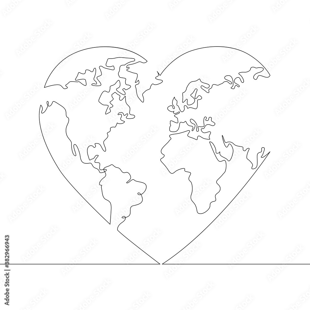 Earth globe map inside human heart