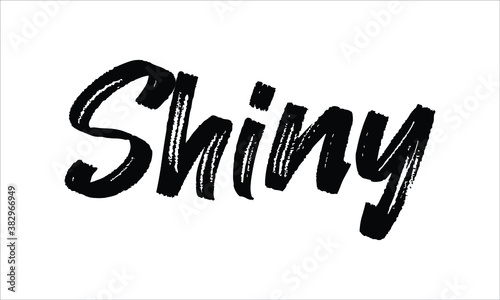 Shiny Typography Hand drawn Brush Black text lettering words and phrase isolated on the White background