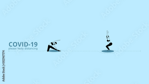 yoga class room, please keep distance for your health and safety