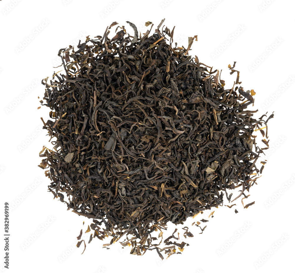 Dried tea leaves isolated on white background texture Dried tea leaves isolated on white background texture