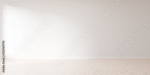Empty room with blank black wall with soft window shadow and hardwood floor - presentation or gallery architecture background element