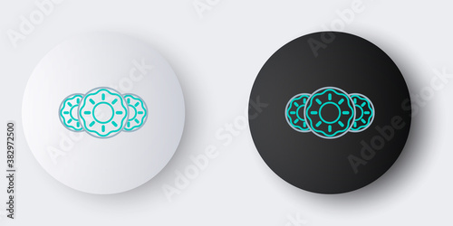 Line Donut with sweet glaze icon isolated on grey background. Colorful outline concept. Vector.