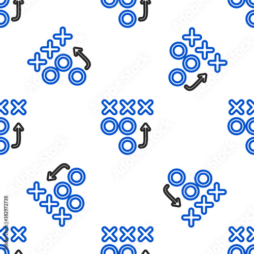 Line Planning strategy concept icon isolated seamless pattern on white background. Soccer or american football cup formation and tactic. Colorful outline concept. Vector.