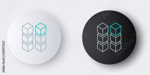 Line Blockchain technology icon isolated on grey background. Cryptocurrency data. Abstract geometric block chain network technology business. Colorful outline concept. Vector.