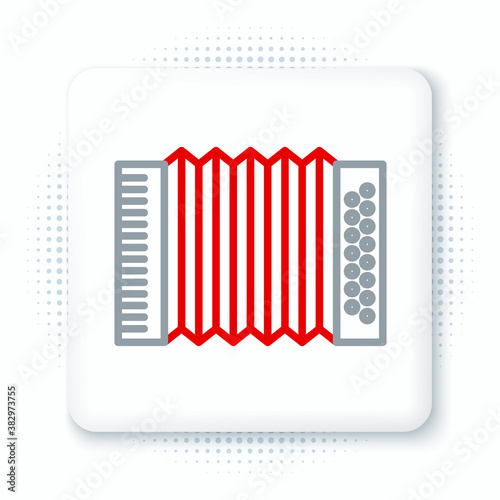 Line Musical instrument accordion icon isolated on white background. Classical bayan, harmonic. Colorful outline concept. Vector.
