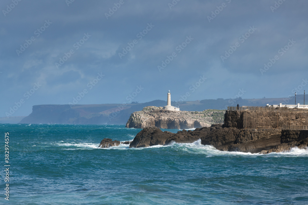 Mouro lighthouse in the bay of Santander, Spain Mouro lighthouse in the bay of Santander, Spain