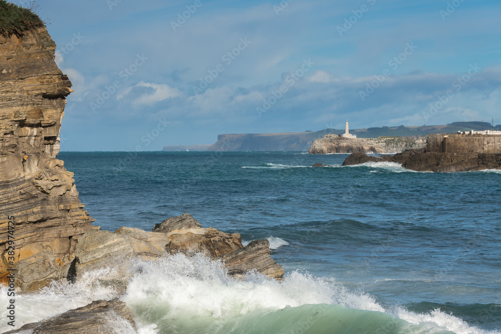 Bay of Santander with Mouro lighthouse in the background, Santander, Spain