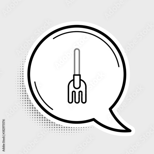 Line Garden rake icon isolated on grey background. Tool for horticulture, agriculture, farming. Ground cultivator. Housekeeping equipment. Colorful outline concept. Vector.