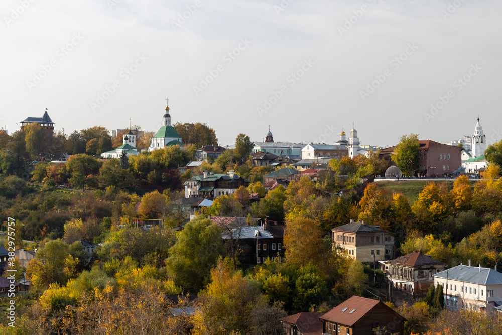 Beautiful autumn landscape view of ancient Russian Vladimir city