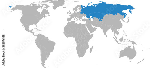 World map with Collective Security Treaty Organization  CSTO  member countries. Geographical map backgrounds.
