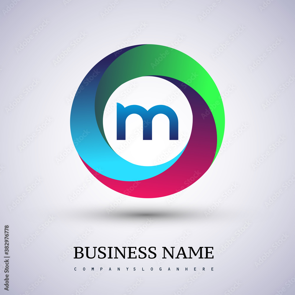Letter M logo with colorful splash background, letter combination logo design for creative industry, web, business and company. Letter M logo with colorful splash background, letter combination logo design for creative industry, web, business and company.