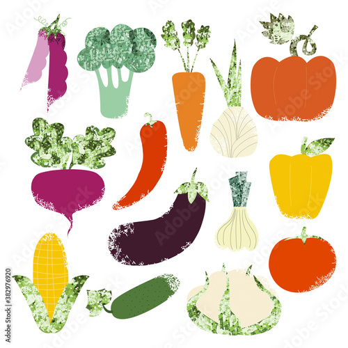 Set of hand drawn vegetables. Collection of ingredients. Vector illustration.