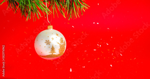 New year or Christmas banner on a red background.