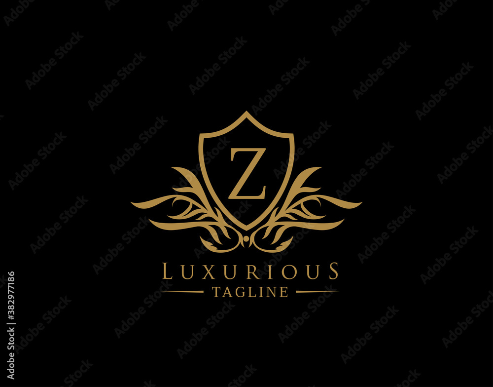 Classic Shield Logo With Z Letter. Elegant Shield badge With Floral Shape perfect for fashion, Boutique, Jewelry, Hotel, Restaurant. Classic Shield Logo With Z Letter. Elegant Shield badge With Floral Shape perfect for fashion, Boutique, Jewelry, Hotel, Restaurant.