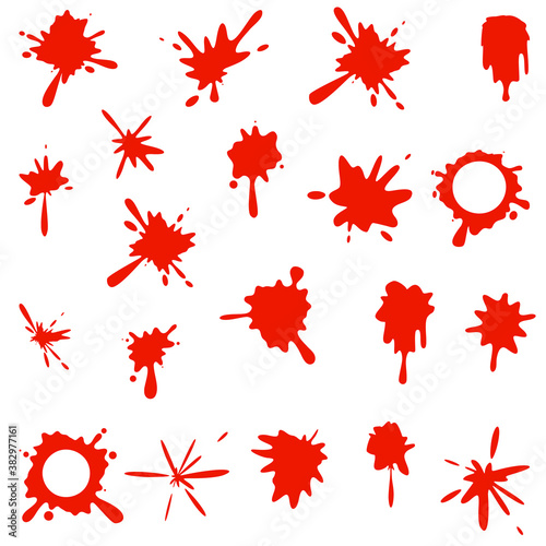 Flowing blood splash spill liquid design vector set illustration