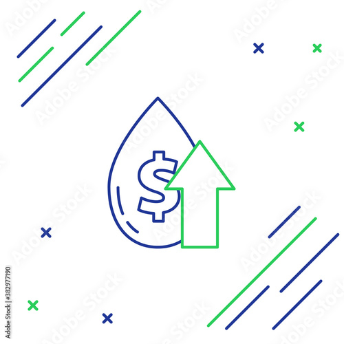Line Oil price increase icon isolated on white background. Oil industry crisis concept. Colorful outline concept. Vector.