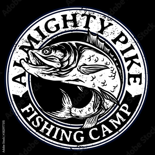 vector of big bass or red snapper fish for fishing tournament badge logo
