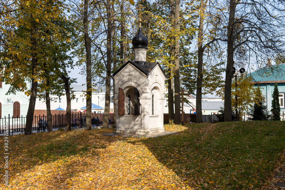 Backyard of Russian orthodox church at autumn time Backyard of Russian orthodox church at autumn time
