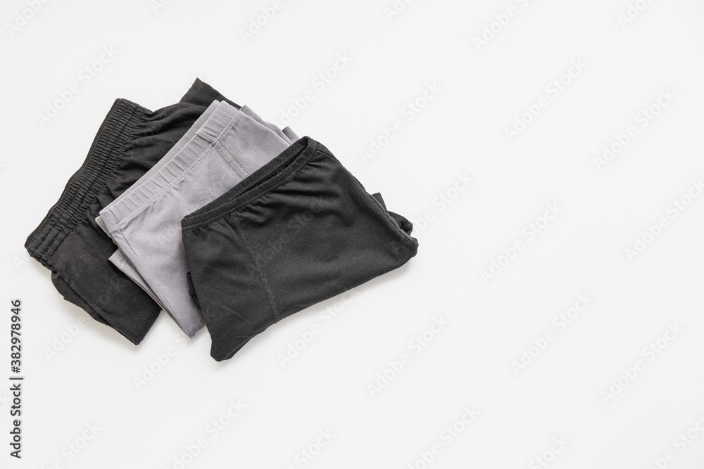 Stylish male trunks on white background Stylish male trunks on white background