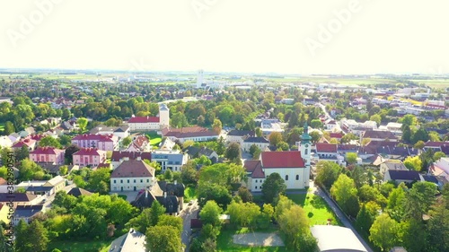 Wolkersdorf in Weinviertel, Lower Austria. Aerial view of the small town in the Vienna suburbs. photo