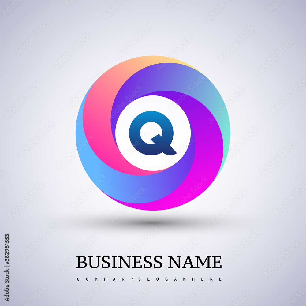 Letter Q logo with colorful splash background, letter combination logo design for creative industry, web, business and company. Letter Q logo with colorful splash background, letter combination logo design for creative industry, web, business and company.