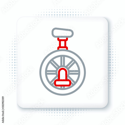 Line Unicycle or one wheel bicycle icon isolated on white background. Monowheel bicycle. Colorful outline concept. Vector.