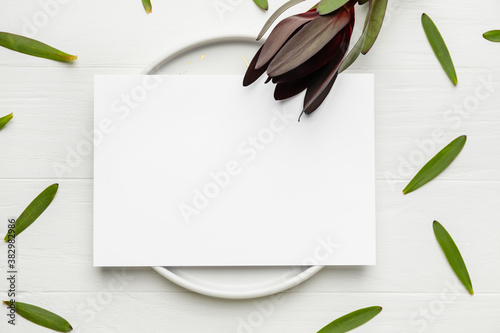 Blank white card with dark ...